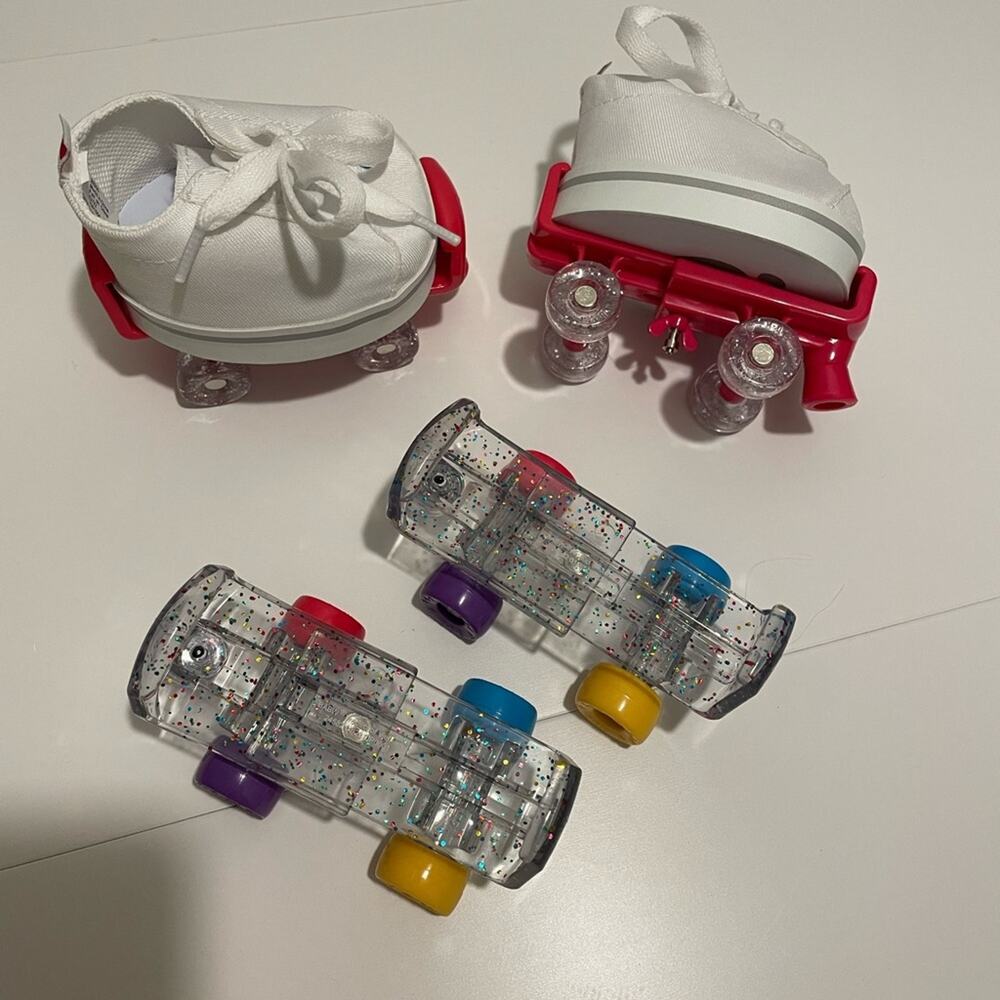 BABW Build A Bear Roller Skates & White Sneaker Shoes Set White & Pink